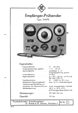 Empfänger-Prüfsender SMPK BN 4111; Rohde & Schwarz, PTE (ID = 2956193) Equipment