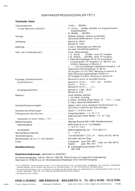 Empfangsfrequenzzähler FET3 BN4738; Rohde & Schwarz, PTE (ID = 3058725) Equipment