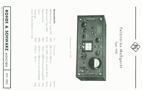 Feldstärke-Meßgerät 87 - 470 MHz HFD ; Rohde & Schwarz, PTE (ID = 2571574) Equipment