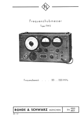 Frequenzhubmesser FMV BN 4620; Rohde & Schwarz, PTE (ID = 2956522) Equipment