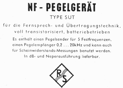 NF-Pegelgerät SUT; Rohde & Schwarz, PTE (ID = 2514506) Equipment