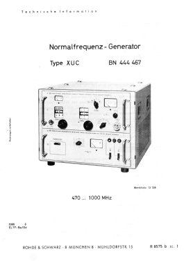 Normalfrequenz-Generator - Frequency Synthesizer XUC BN 444467; Rohde & Schwarz, PTE (ID = 2879483) Equipment