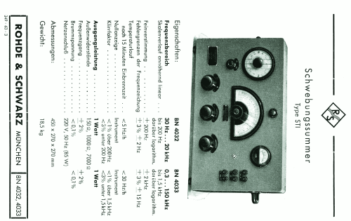 Schwebungssummer STI 4032; Rohde & Schwarz, PTE (ID = 2564801) Equipment