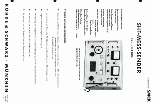 SHF-Mess-Sender SMCK BN 410420, 410430, 410440; Rohde & Schwarz, PTE (ID = 2669468) Equipment