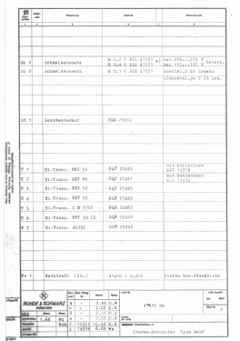 Stereo-Mess-Sender Signal Generator SMSF BN41410 /50 /60; Rohde & Schwarz, PTE (ID = 2868460) Equipment