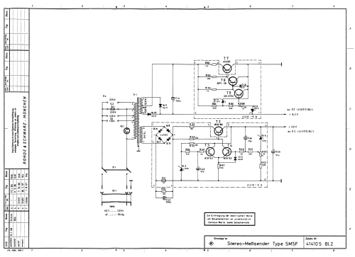 Stereo-Mess-Sender Signal Generator SMSF BN41410 /50 /60; Rohde & Schwarz, PTE (ID = 1746009) Equipment