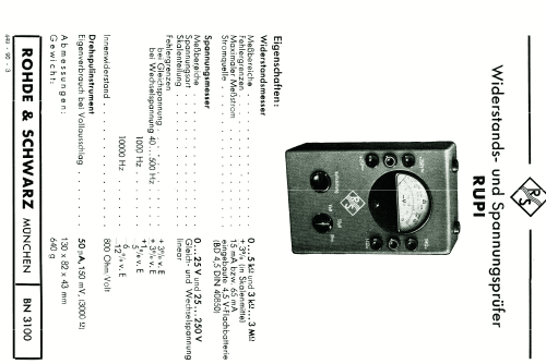 Widerstands- und Spannungsprüfer RUPI ; Rohde & Schwarz, PTE (ID = 2564317) Equipment