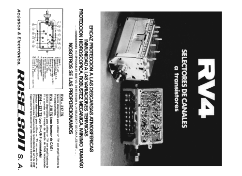 VHF Selector de Canales. Channel Selector. Tuner RV-4 /217 /218 /221 /Ts; Roselson, Acústica (ID = 2178201) Adattatore