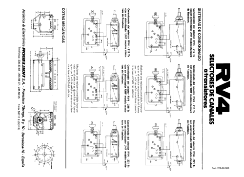 VHF Selector de Canales. Channel Selector. Tuner RV-4 /217 /218 /221 /Ts; Roselson, Acústica (ID = 2178202) Converter