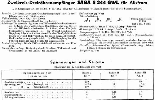 244GWL; SABA; Villingen (ID = 3071609) Radio