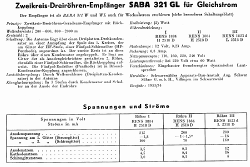 321GL; SABA; Villingen (ID = 3077583) Radio