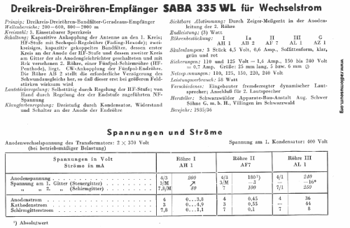 335WL; SABA; Villingen (ID = 21789) Radio