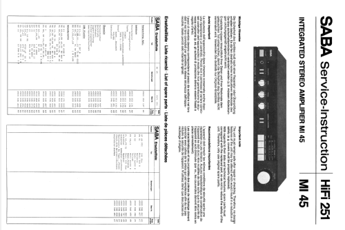 HiFi Integrated Stereo Amplifier MI 45; SABA; Villingen (ID = 2039418) Ampl/Mixer