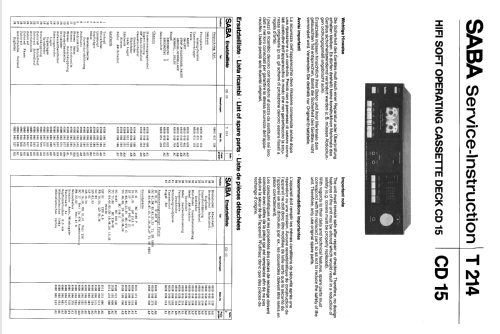 HiFi Soft Operating Cassette Deck CD 15; SABA; Villingen (ID = 2039154) R-Player