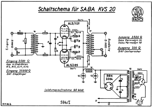 KVS20; SABA; Villingen (ID = 1800453) Ampl/Mixer