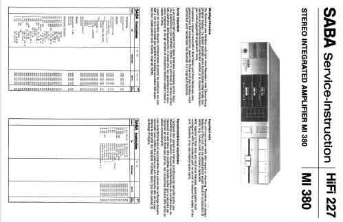 Stereo Integrated Amplifier MI380; SABA; Villingen (ID = 2041868) Ampl/Mixer