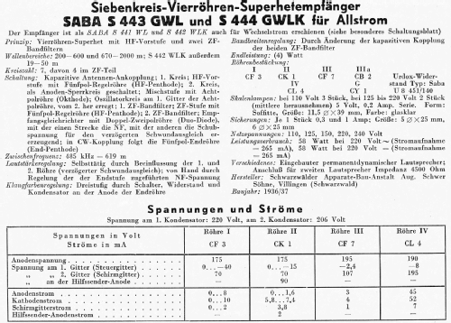 S-444GWLK 444GWLK; SABA; Villingen (ID = 3071513) Radio