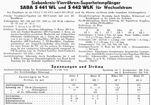 Saba S-442WLK 442WLK; SABA; Villingen (ID = 3080218) Radio