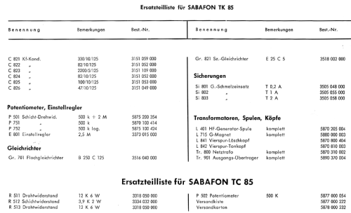 Sabafon TC85; SABA; Villingen (ID = 1292436) Sonido-V