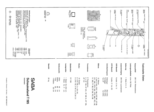 Schauinsland T195 automatic; SABA; Villingen (ID = 2617576) Television
