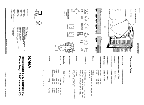 Schauinsland T240 automatic FG; SABA; Villingen (ID = 2627960) Television