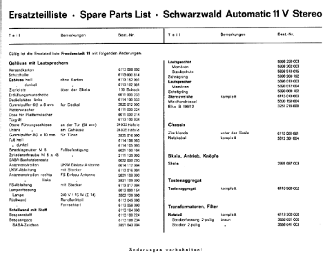 Schwarzwald Automatic 11V Stereo; SABA; Villingen (ID = 65965) TV Radio