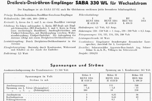 Synchron-Selektiv 330WL-H; SABA; Villingen (ID = 3081668) Radio