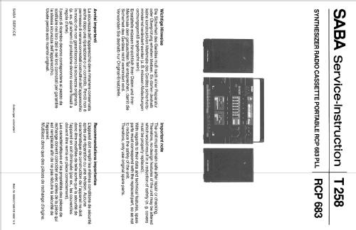 Synthesizer Radio Cassette Portable RCP 683 PLL; SABA; Villingen (ID = 2058744) Radio
