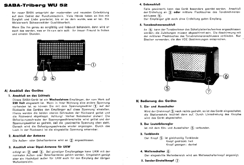 Triberg W U52; SABA; Villingen (ID = 241941) Radio