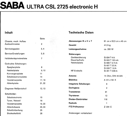 Ultra CSL Electronic 2725; SABA; Villingen (ID = 2053279) Television