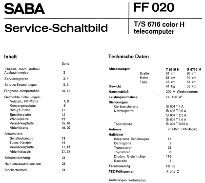 Württemberg Color Telecomputer S6716; SABA; Villingen (ID = 2053608) Television