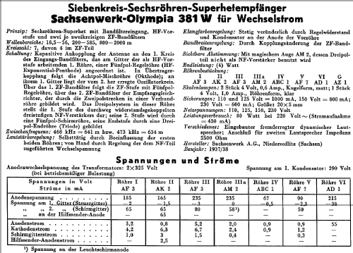 Olympia 381W; Sachsenwerk bis 1945 (ID = 50423) Radio