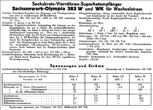 Olympia 383W; Sachsenwerk bis 1945 (ID = 50444) Radio