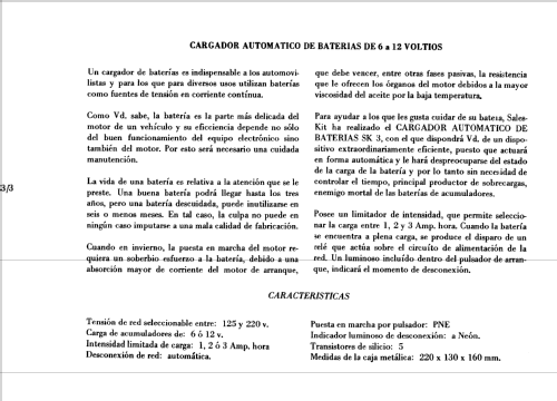 Cargador automático de baterías de 6 a 12 v. SK-3 ; Sales-Kit; Barcelona (ID = 1853859) Kit