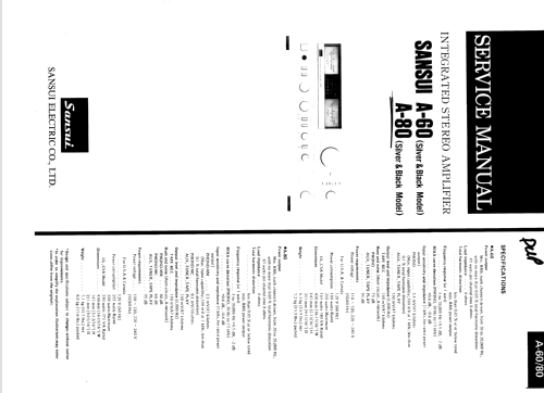 Integrated Amplifier A-80; Sansui Electric Co., (ID = 2346036) Ampl/Mixer