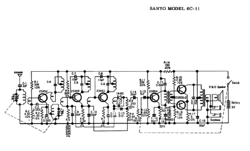 6 Transistor Super Het 6 C-11; Sanyo Electric Co. (ID = 1684670) Radio