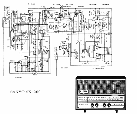 9 Transistor 4 Band All Wave Hi Fi 9X-200; Sanyo Electric Co. (ID = 1714707) Radio
