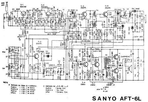 9 Transistor 3 Band AFT-6 L; Sanyo Electric Co. (ID = 700072) Radio