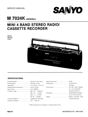 AM/FM Stereo Radio Cassette Recorder M 7024 K; Sanyo Electric Co. (ID = 3038298) Radio