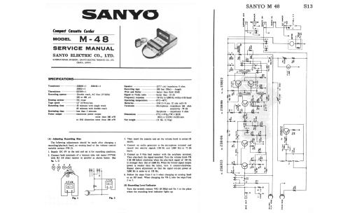 Cassette Tape Recorder M-48; Sanyo Electric Co. (ID = 3035118) R-Player