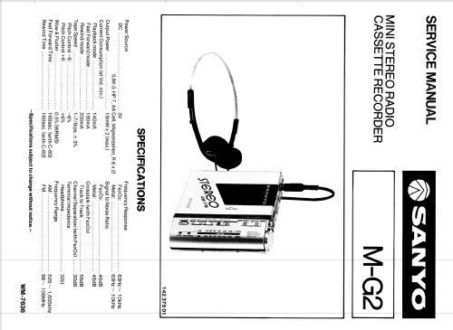 Mini Stereo Radio Cassette Recorder M-G2; Sanyo Electric Co. (ID = 1563903) Radio