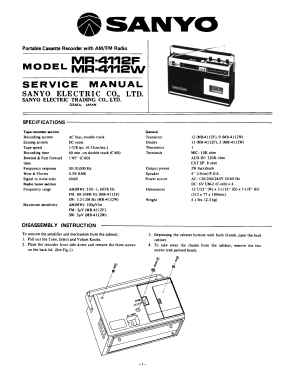 Portable Radio Cassette Recorder MW-SW MR-4112W; Sanyo Electric Co. (ID = 2996046) Radio