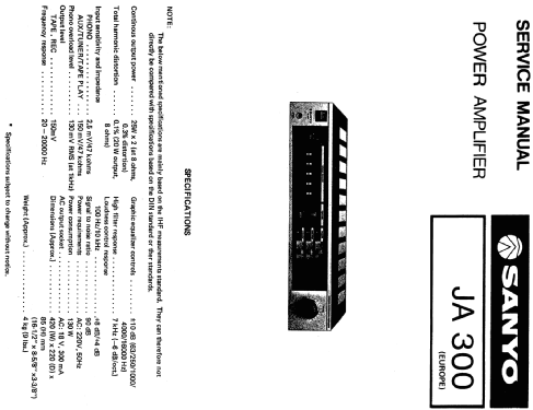 Stereo Integrated Amplifier JA 300; Sanyo Electric Co. (ID = 2153454) Ampl/Mixer