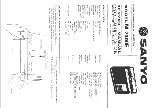 AM/FM Portable Radio Cassette Recorder M-2400E; Sanyo Electric Co. (ID = 164152) Radio