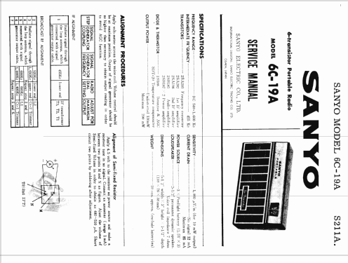 Six Transistor Portable 6C-19A; Sanyo Electric Co. (ID = 1713852) Radio