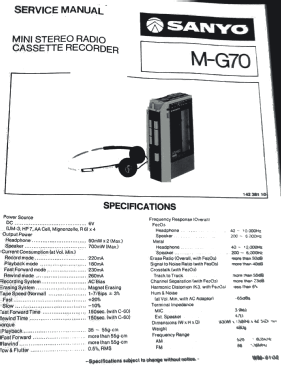 Mini Stereo Radio Cassette Recorder M-G70; Sanyo Electric Co. (ID = 2850600) Radio