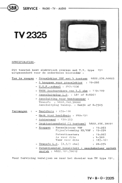 TV-ontvanger 2325; SBR Société Belge (ID = 3106066) Television