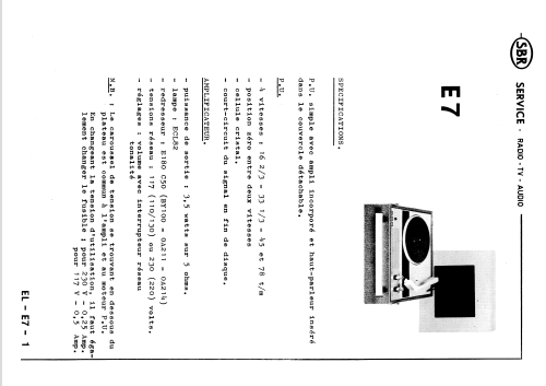 Elektrofoon / Electrophone E7; SBR Société Belge (ID = 2115211) R-Player