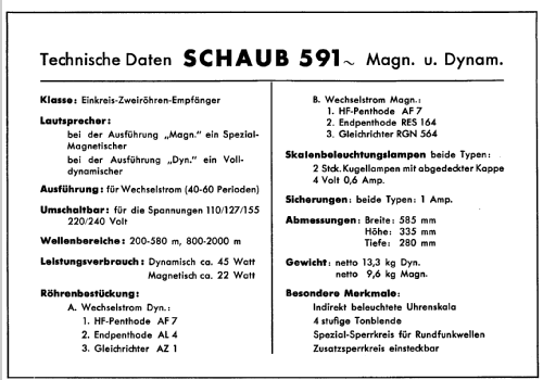 591Magn~ ; Schaub und Schaub- (ID = 305113) Radio