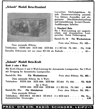 Beta-Kraft W; Schaub und Schaub- (ID = 2864089) Radio